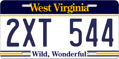 WV license plate 2XT544