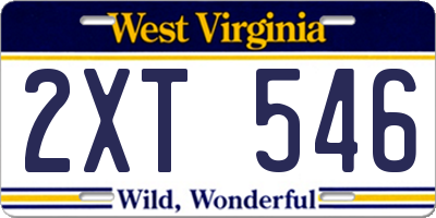 WV license plate 2XT546