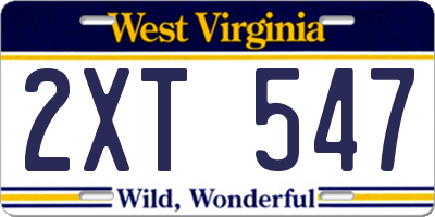 WV license plate 2XT547