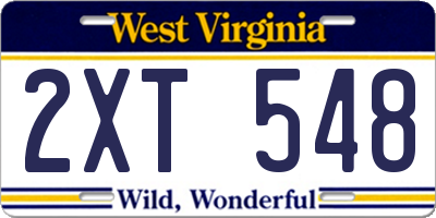 WV license plate 2XT548