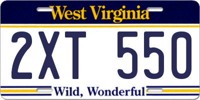 WV license plate 2XT550