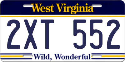 WV license plate 2XT552