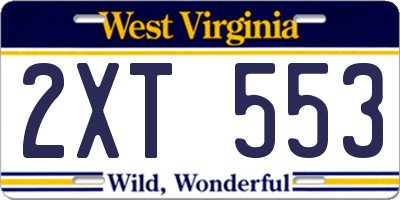 WV license plate 2XT553