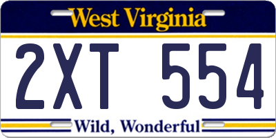 WV license plate 2XT554