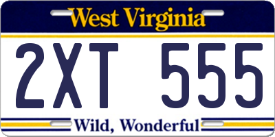 WV license plate 2XT555