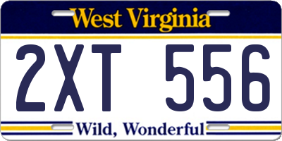 WV license plate 2XT556