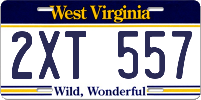WV license plate 2XT557
