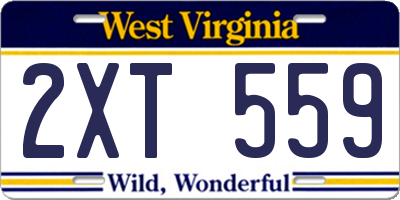 WV license plate 2XT559