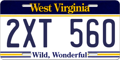 WV license plate 2XT560