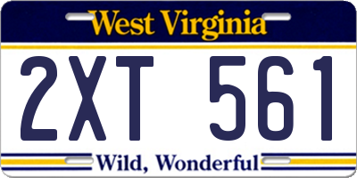 WV license plate 2XT561