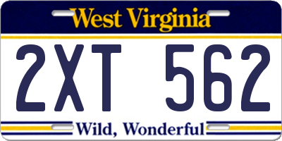 WV license plate 2XT562