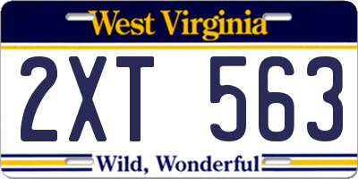 WV license plate 2XT563