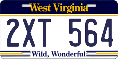 WV license plate 2XT564