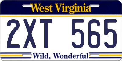 WV license plate 2XT565