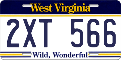 WV license plate 2XT566