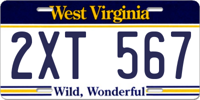 WV license plate 2XT567
