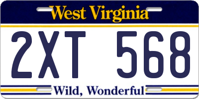 WV license plate 2XT568