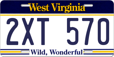 WV license plate 2XT570