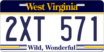 WV license plate 2XT571