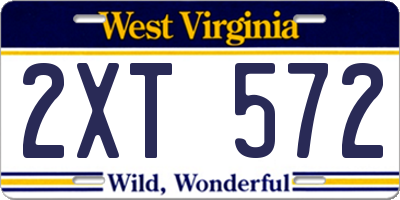 WV license plate 2XT572