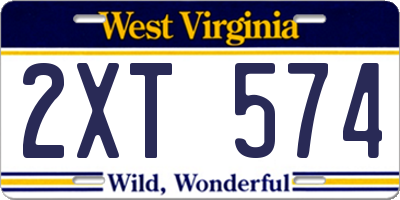 WV license plate 2XT574