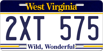 WV license plate 2XT575