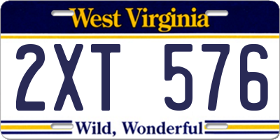 WV license plate 2XT576