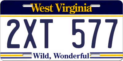 WV license plate 2XT577