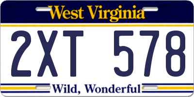 WV license plate 2XT578