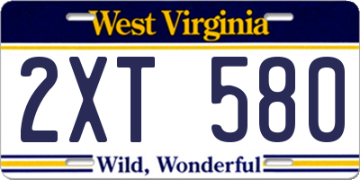 WV license plate 2XT580