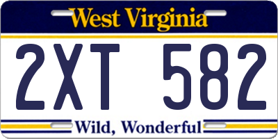 WV license plate 2XT582
