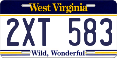 WV license plate 2XT583