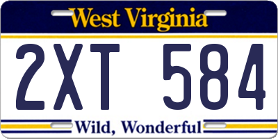 WV license plate 2XT584