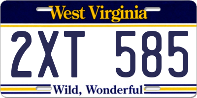 WV license plate 2XT585