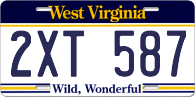 WV license plate 2XT587