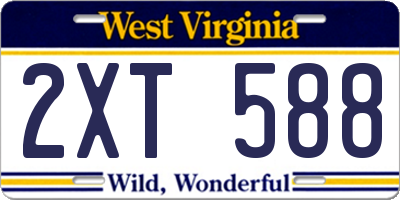WV license plate 2XT588