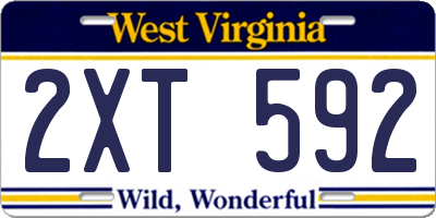 WV license plate 2XT592
