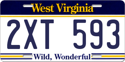 WV license plate 2XT593