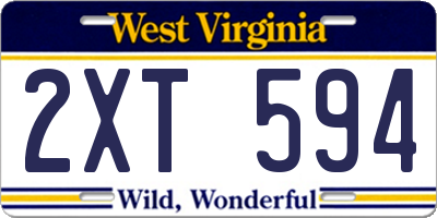 WV license plate 2XT594