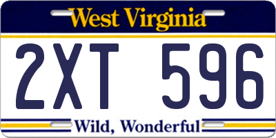 WV license plate 2XT596