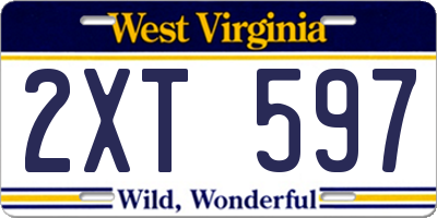 WV license plate 2XT597