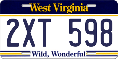 WV license plate 2XT598