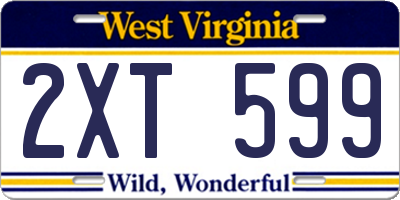 WV license plate 2XT599