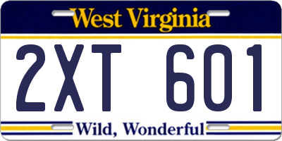 WV license plate 2XT601