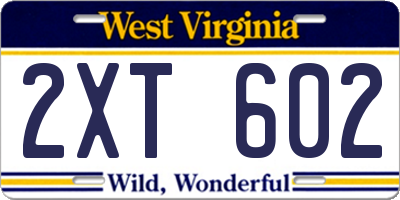 WV license plate 2XT602