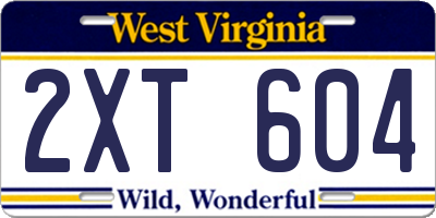 WV license plate 2XT604