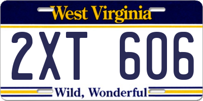 WV license plate 2XT606