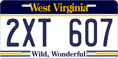 WV license plate 2XT607