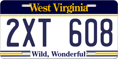 WV license plate 2XT608