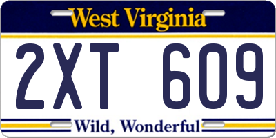 WV license plate 2XT609